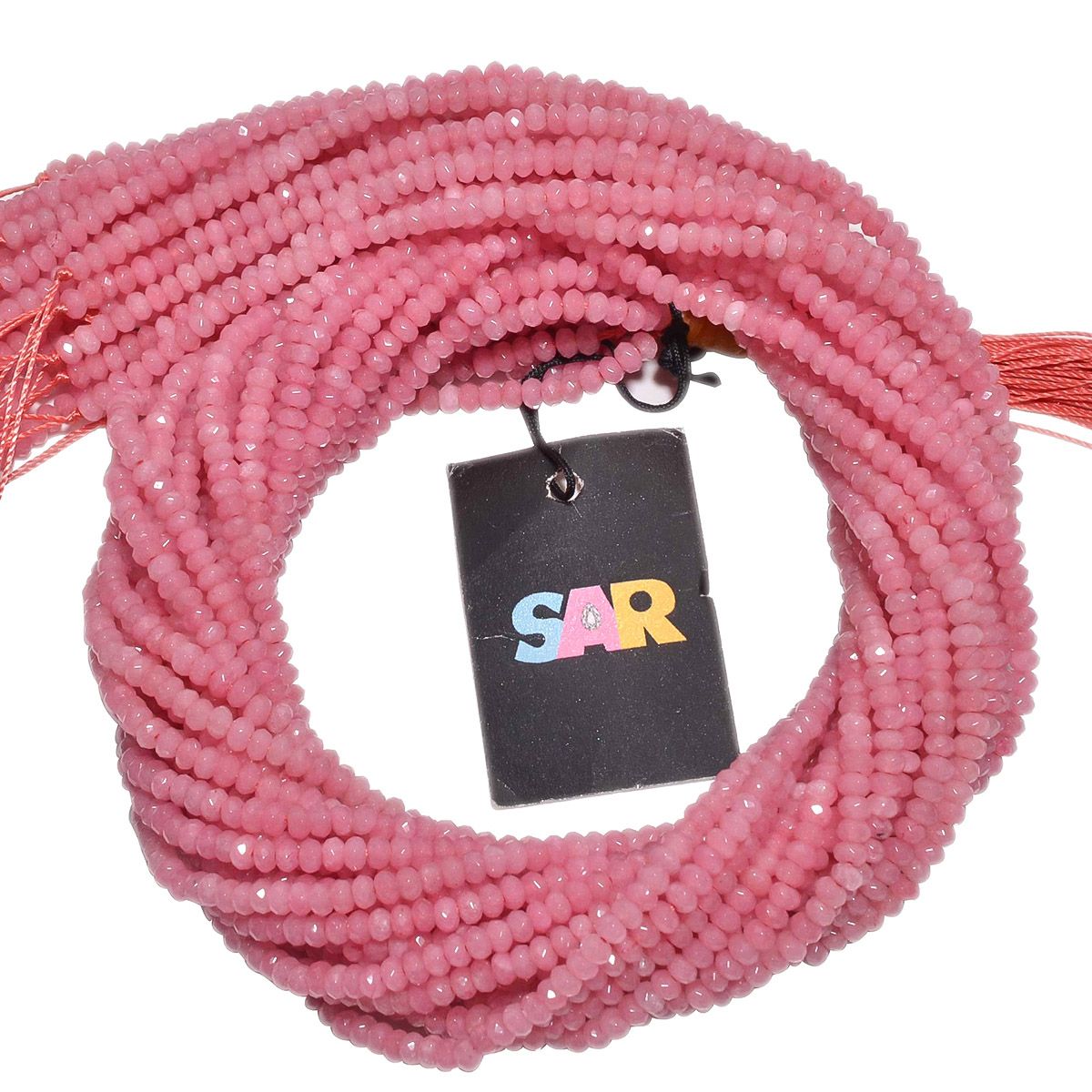 Faceted Roundel Beads Strand - Pink Opal Chalcedony (Dyed) 3.5mm