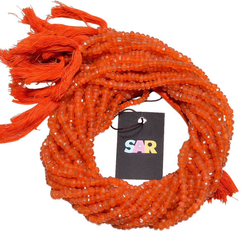 Carnelian 4.5-5mm Faceted Roundel Beads Strand, Carnelian Faceted Roundel Beads, Carnelian Stone Beads