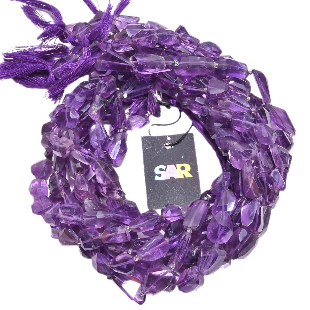 African Amethyst 11x8-24x10mm Step Cut Faceted Nugget Beads Strand, Dark Amethyst Step Cut Nugget Beads, Amethyst Faceted Nugget Beads