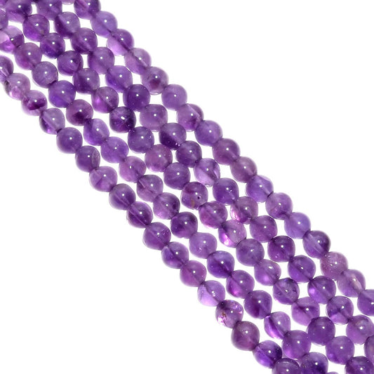 Brazil Amethyst 4-6mm Smooth Round Ball Beads Strand, Amethyst Plain Round Ball Beads, Amethyst Beads Strand