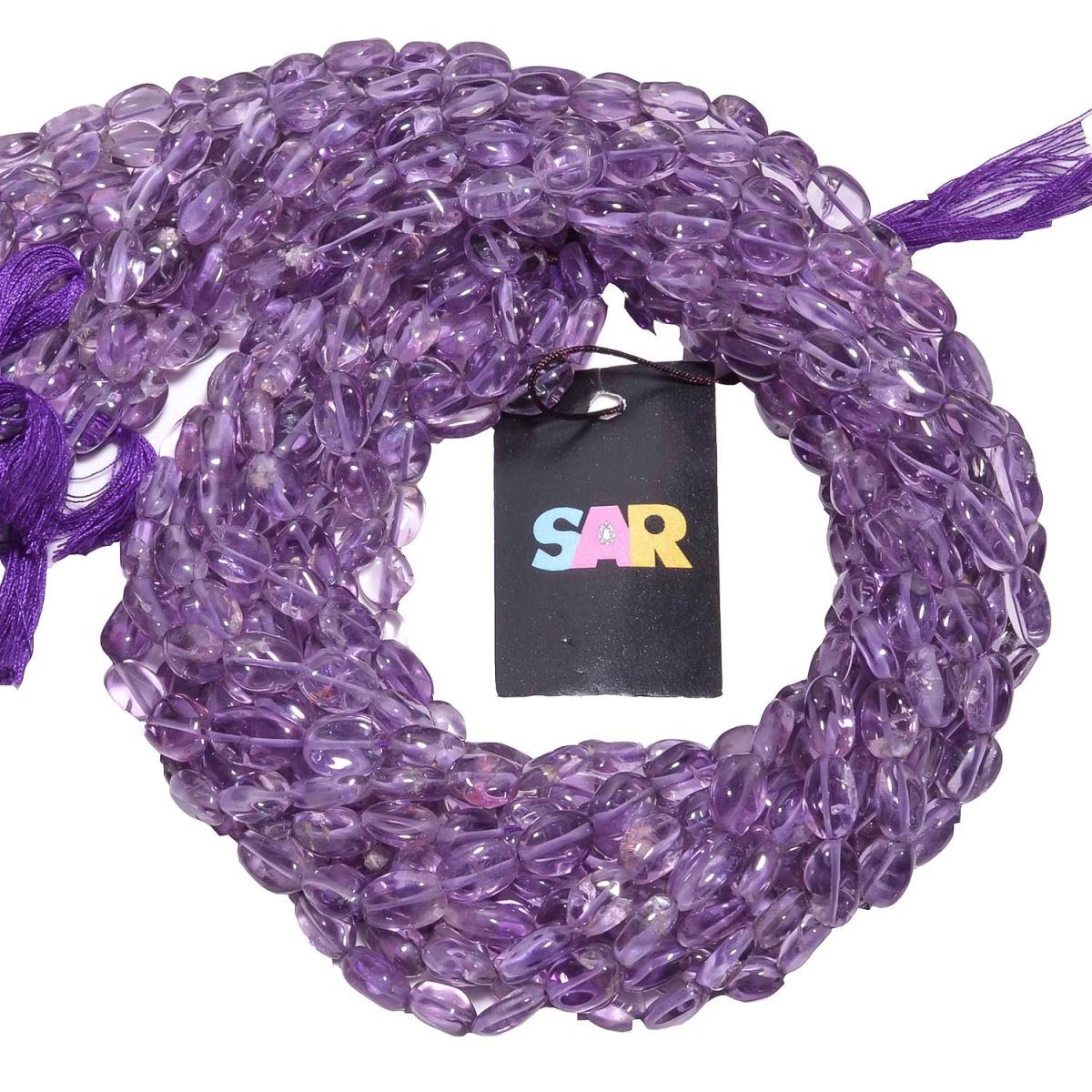 Brazil Amethyst 6x8-7x10mm Smooth Oval Beads Strand, Brazil Amethyst Smooth Oval Beads, Amethyst Plain Beads