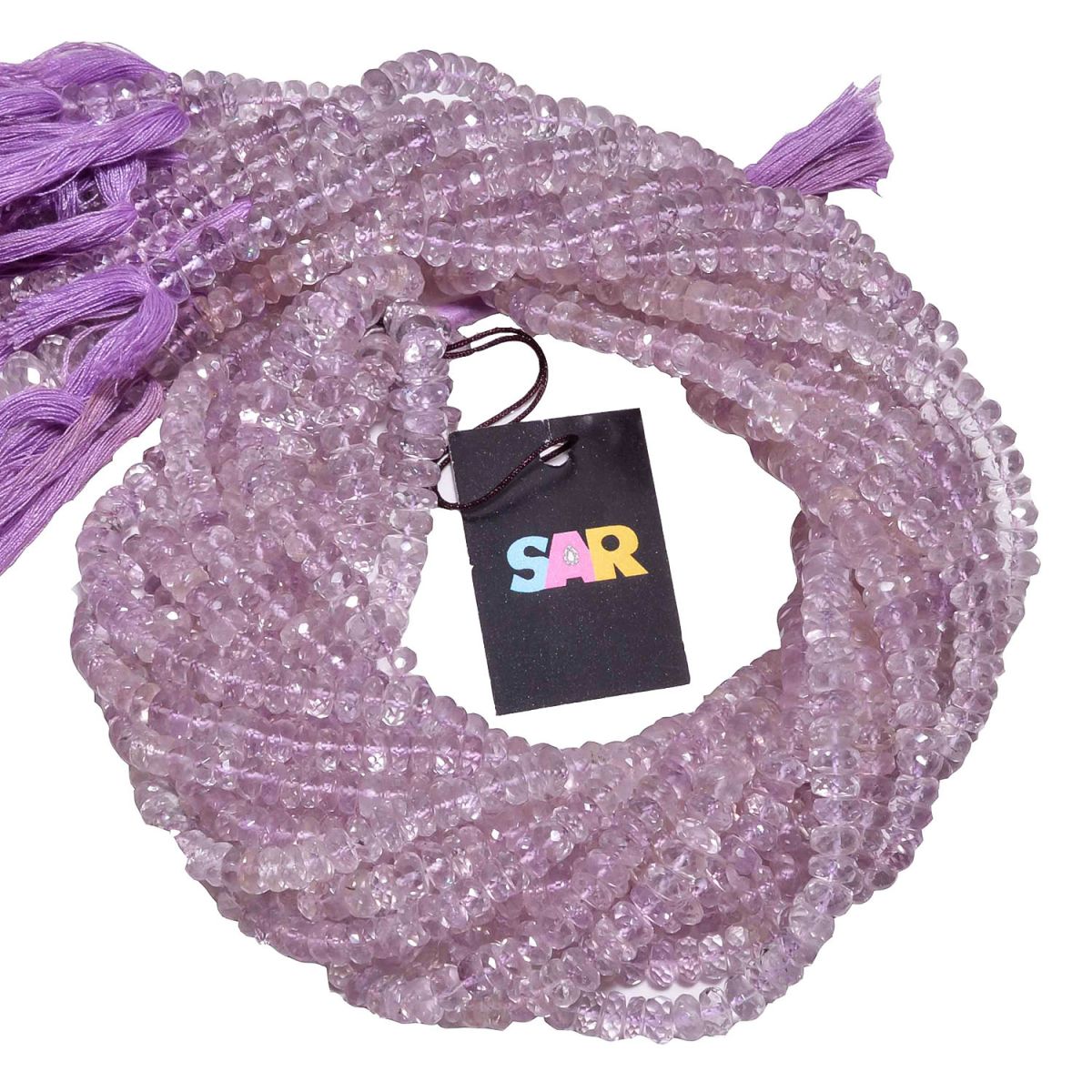 Pink Amethyst 6mm Fine Faceted Roundel Beads Strand, Natural Stone Beads, Natural Pink Amethyst Faceted Roundel Beads