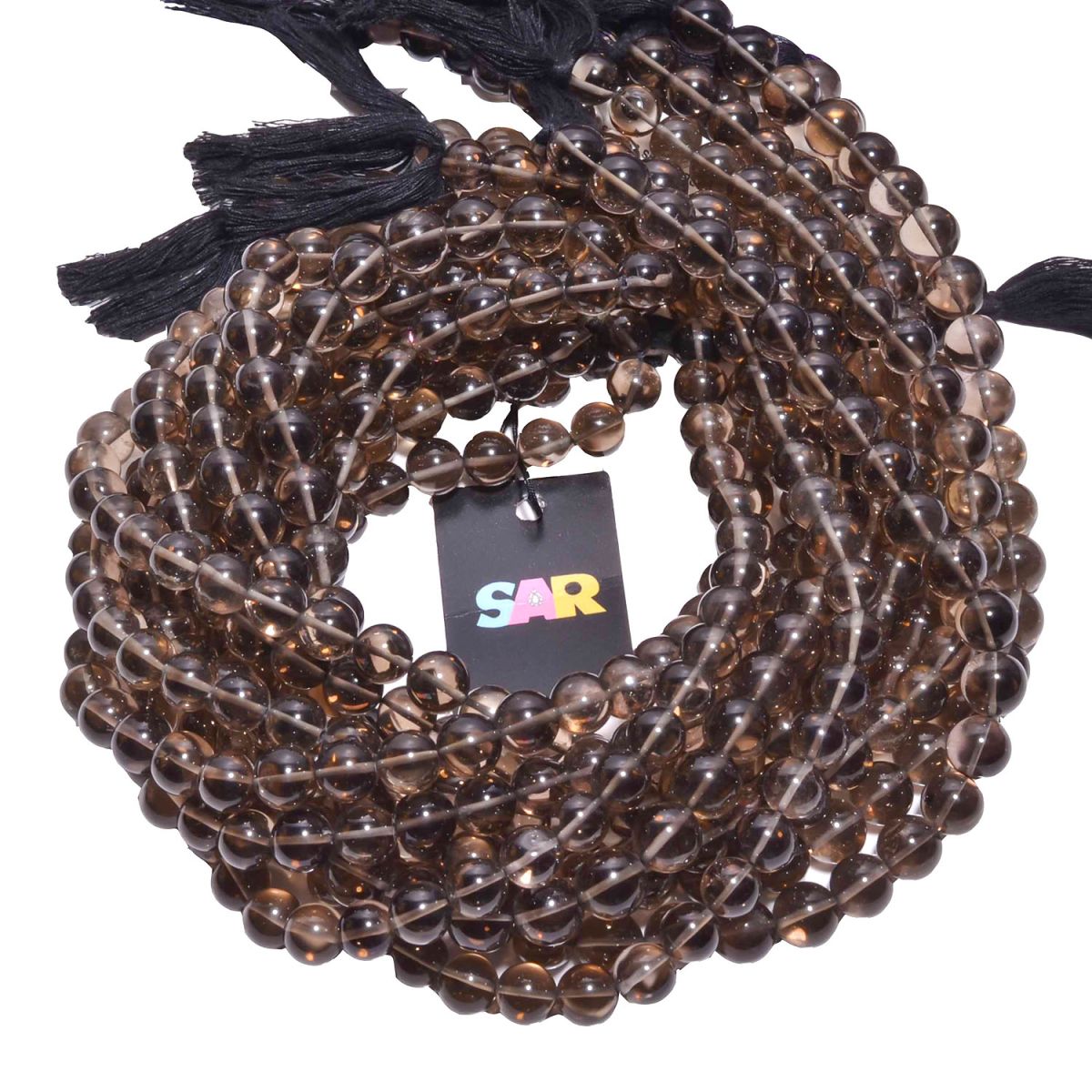 Smoky Quartz 9mm Smooth Round Beads Strand, Smoky Quartz Plain Round Beads, Smoky Quartz