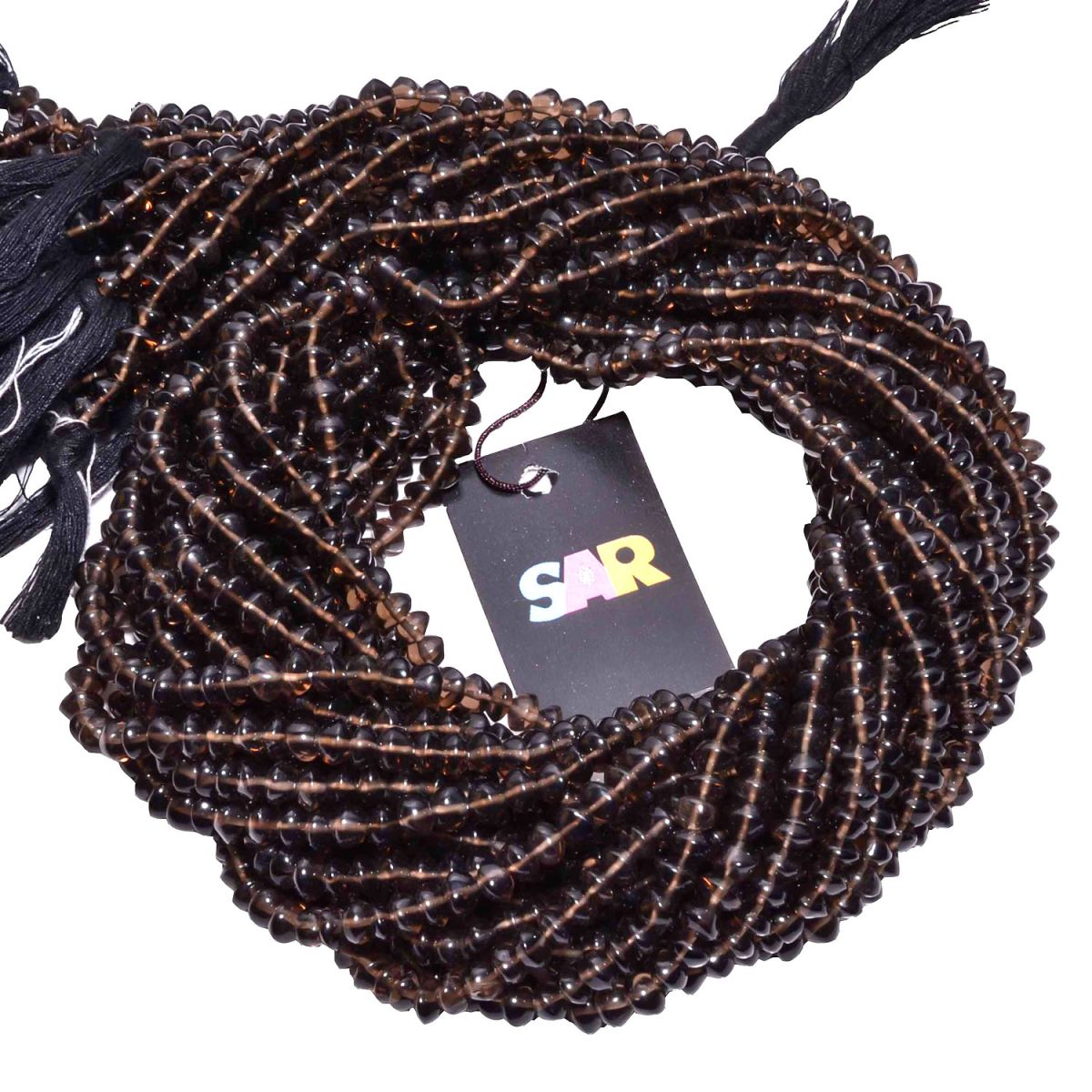 Smoky Quartz 5-6.5mm Smooth Roundel Beads Strand, Smoky Quartz Plain Roundel Beads, Smoky Quartz Beads Strand