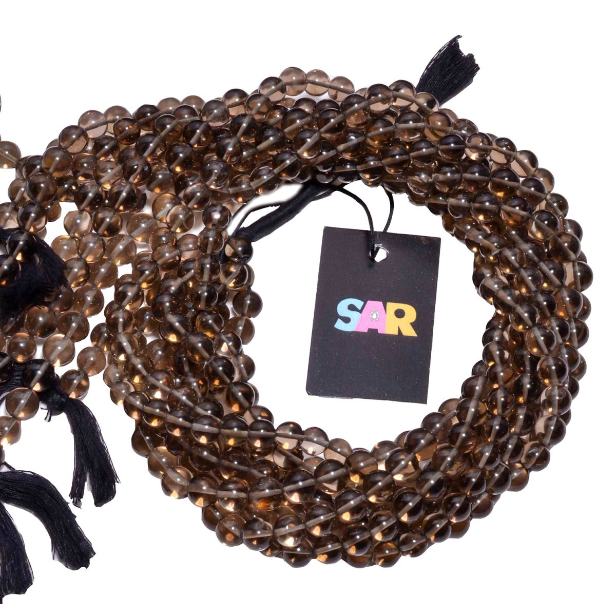 Smoky Quartz 7-8mm Smooth Round Beads Strand, Smoky Quartz Plain Round Beads, Smoky Quartz Beads