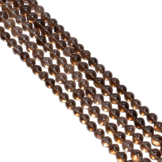 Smoky Quartz 7-8mm Smooth Round Beads Strand, Smoky Quartz Plain Round Beads, Smoky Quartz Beads
