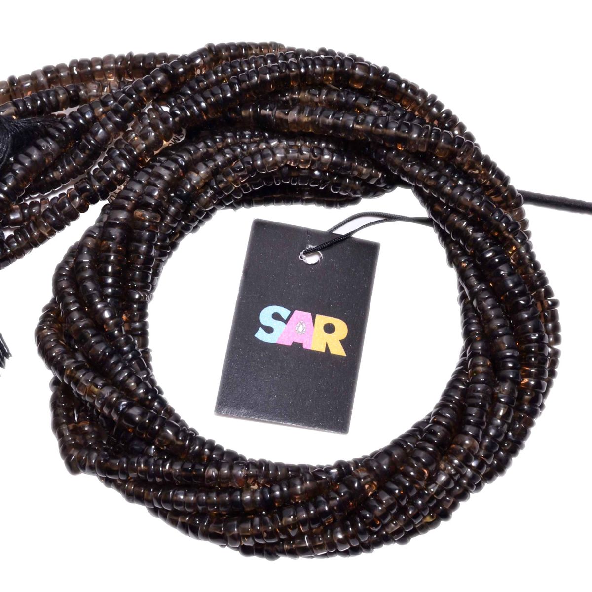 Smoky Quartz 5-5.5mm Smooth Roundel Beads Strand, Smoky Quartz Plain Roundel Beads, Smoky Quartz Beads Strand