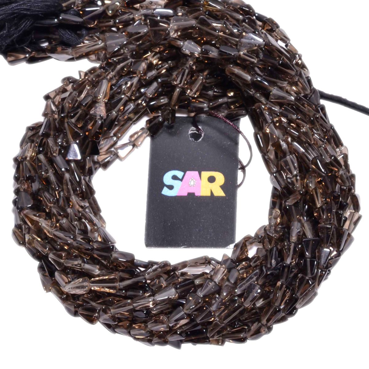 Smoky Quartz 5.5mm Smooth Trillion Beads Strand, Smoky Quartz Plain Trillion Beads, Smoky Quartz