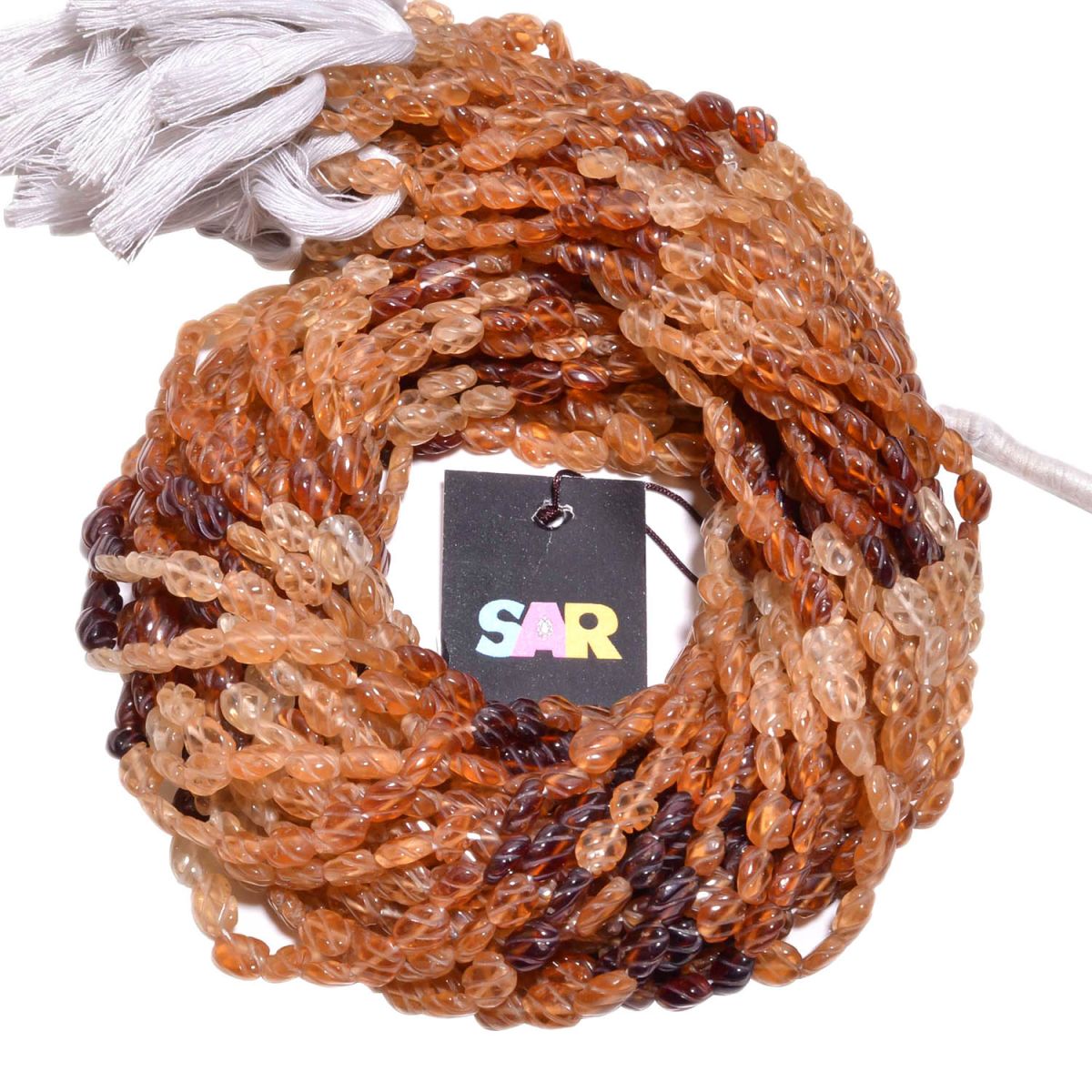 Hessonite Garnet Carving Stone Beads 6x8-7x9mm Size, (Oval Shape)