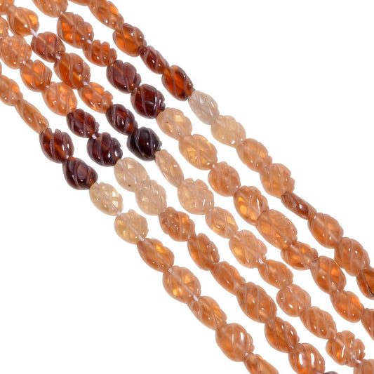 Hessonite Garnet Carving Stone Beads 6x8-7x9mm Size, (Oval Shape)