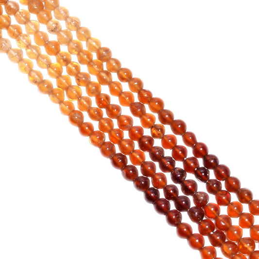 Hessonite Garnet ( Shaded) Plain Stone Beads 5 MM - Round Ball Shape