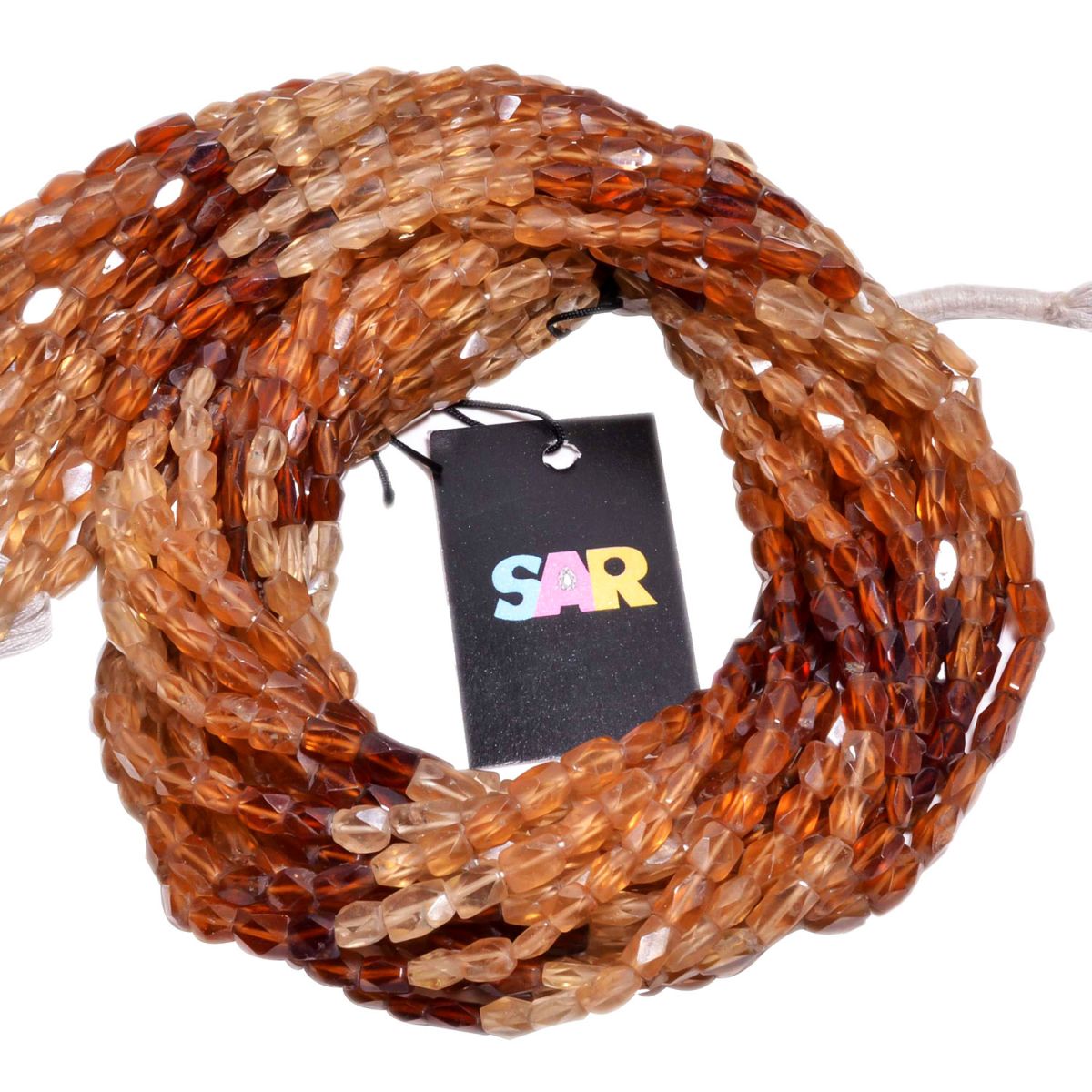 Hessonite Garnet Faceted Stone Beads Cube Shape In 3x5-4x7mm Size