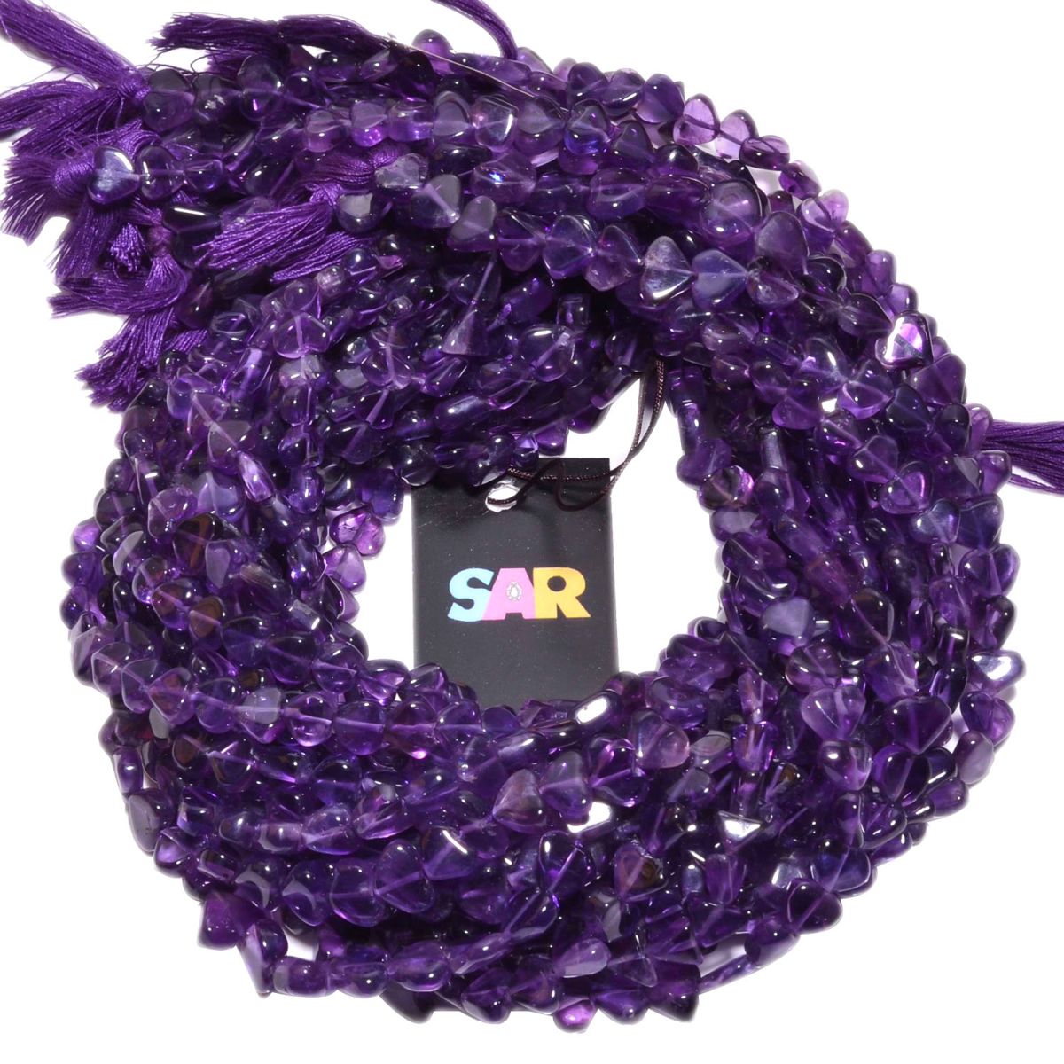 African Amethyst 6x8-10x8mm Smooth Heart Beads Strand, Natural Dark Amethyst Faceted Beads, Amethyst Plain Heart Beads