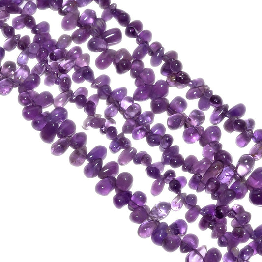 Brazil Amethyst 9x6-8x5mm Smooth Drops Beads Strand, Lite Amethyst Plain Drop Beads, Amethyst Drop Shape Beads