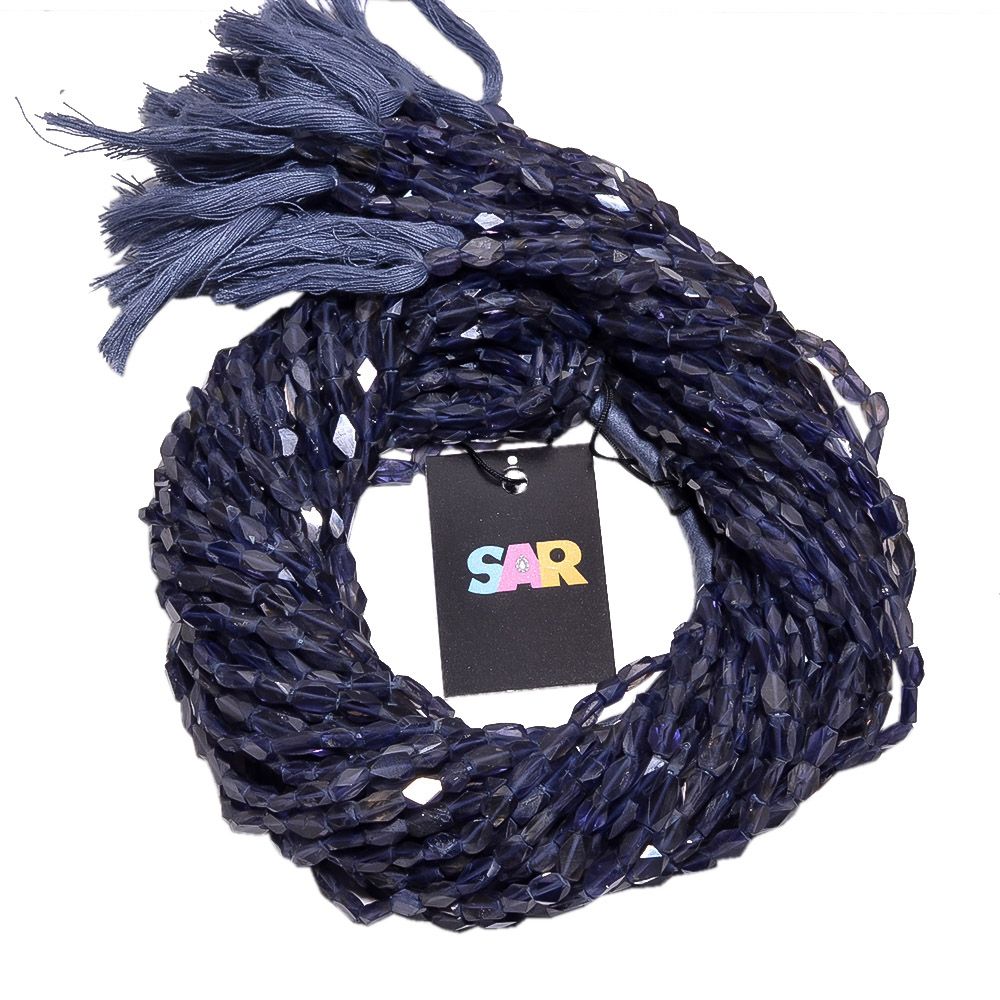 Iolite Faceted Beads Cube Shape- 4x7-5x8mm Size