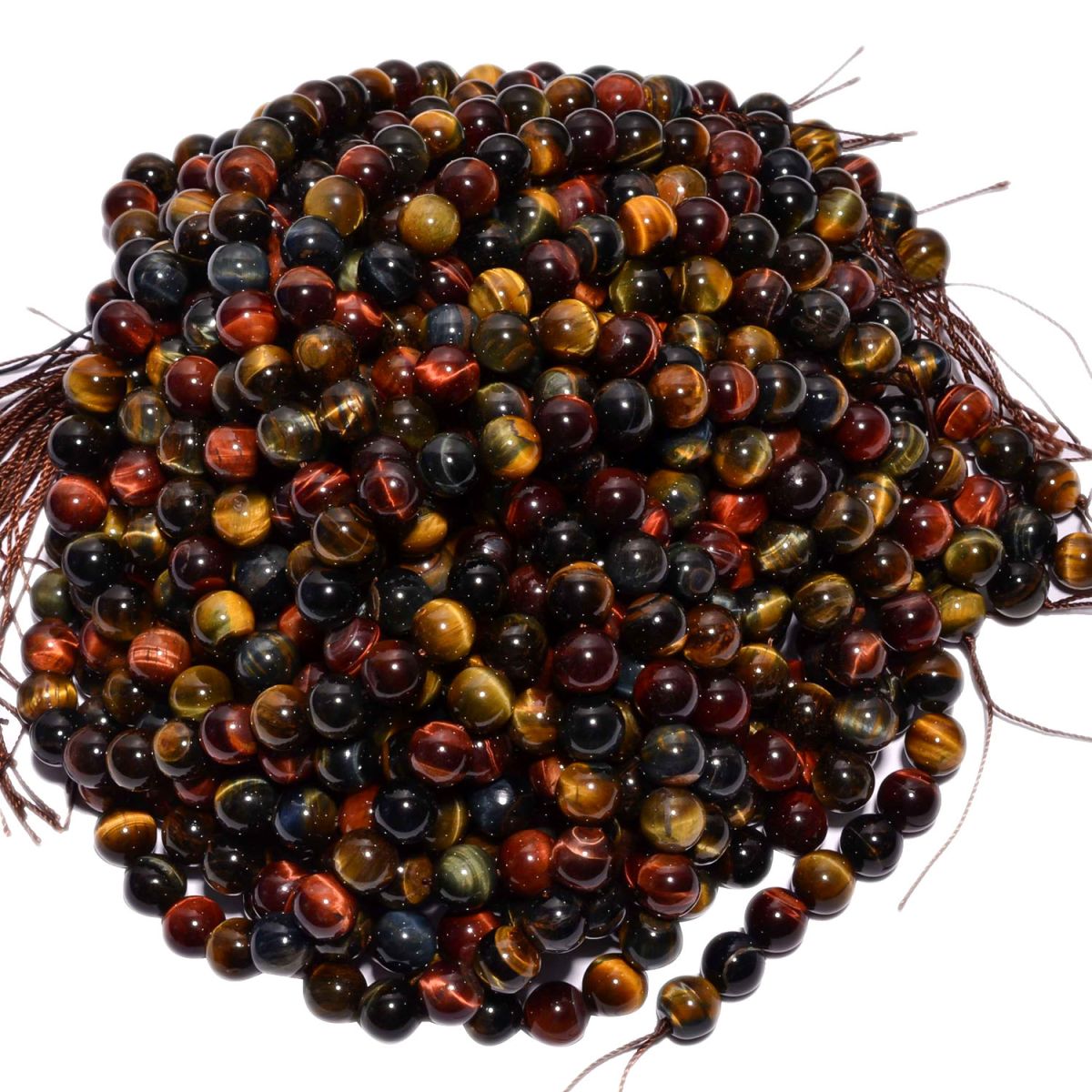 Multi Tiger Eye Plain Beads Round Ball Shape Strand In 10 MM Size
