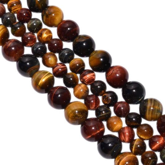 Multi Tiger Eye Smooth 8 mm Beads-Round Ball Shape