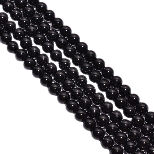 Black onyx Round Ball Shape 6 mm Plain Stone Beads
