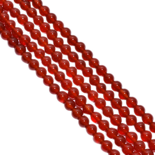 Carnelian Plain Beads Round Ball Shape Strand In 6 mm