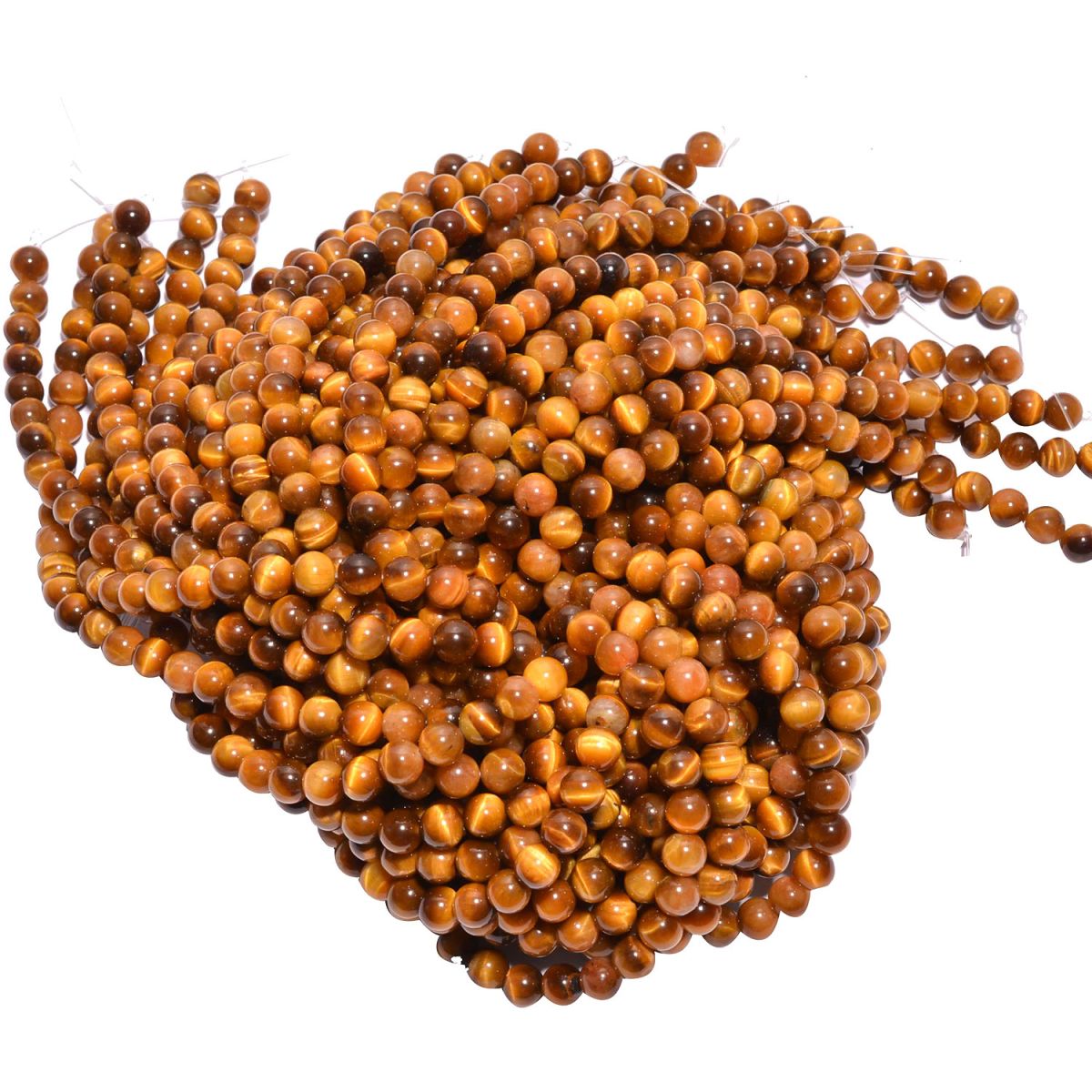 Brown Tiger Eye Smooth Stone Beads Round Ball Shape Strand In 8 mm Size