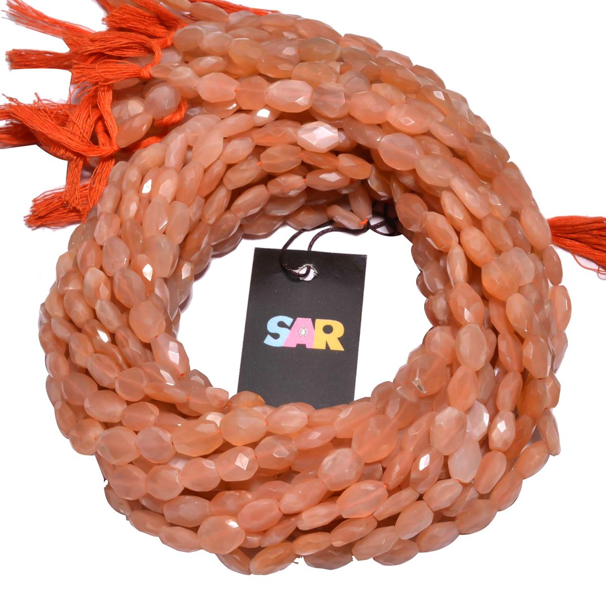 Peach Moonstone Oval Shape 9x7-12x10mm Faceted Gemstone Beads