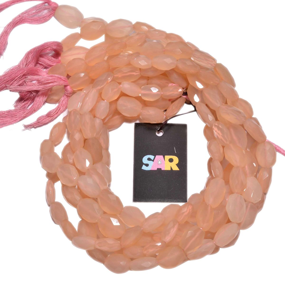 Pink Chalcedony Oval Shape Faceted Stone Beads- 11x9-16x12mm