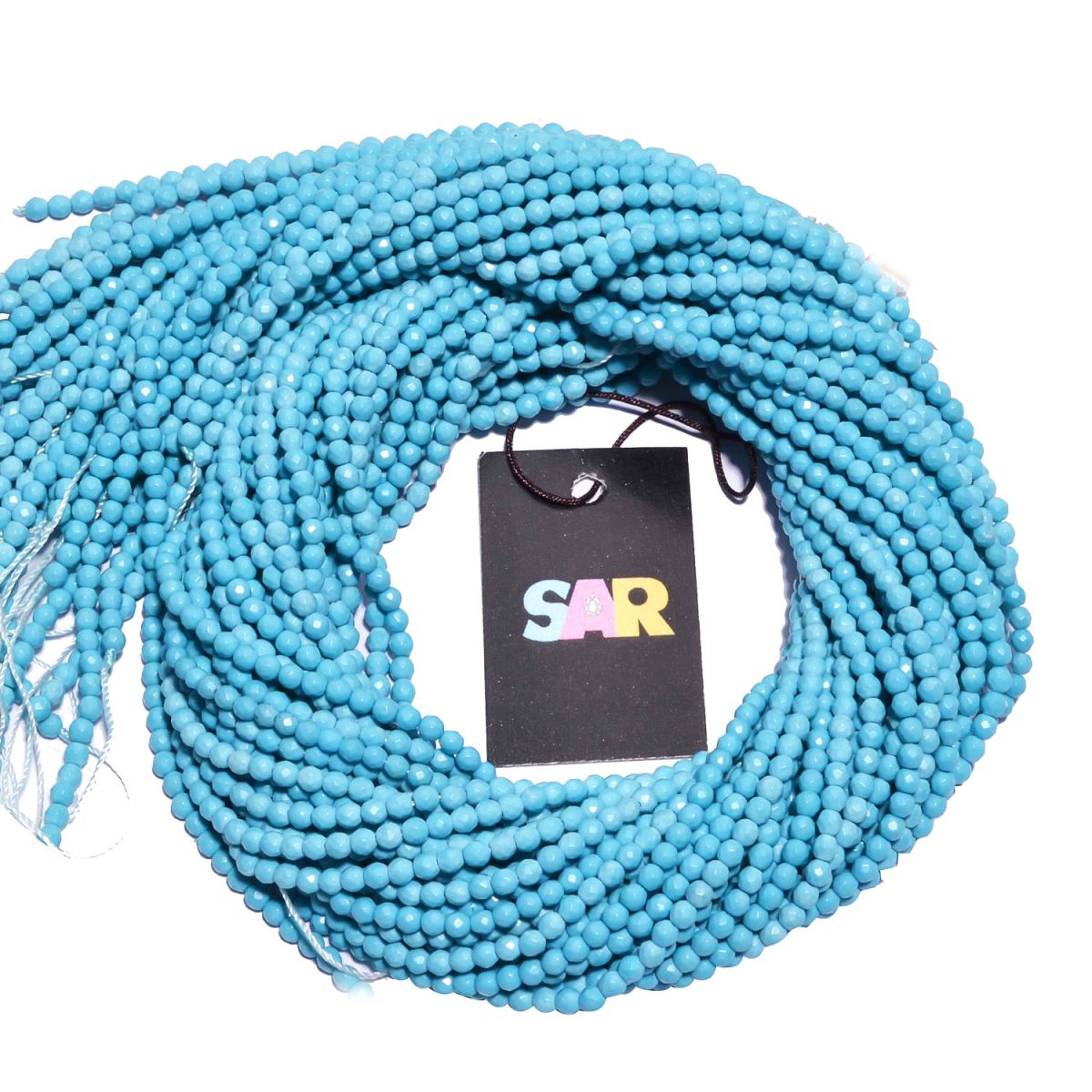 Turquoise 3.2mm Fine Faceted Round Beads Strand, Turquoise Faceted Roundel Beads, Turquoise Beads Strand