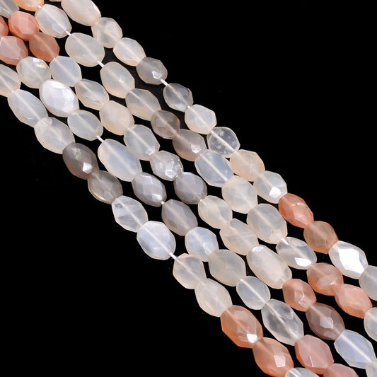 Multi Moonstone Faceted 8x7-10x8mm Stone Beads- Oval Shape