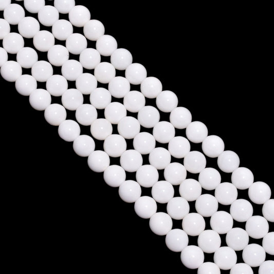 White Shell Round Ball Shape-8mm Plain Stone Beads