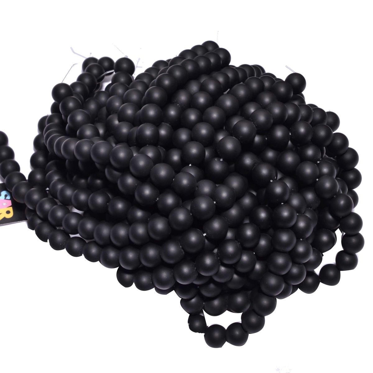 Black Onyx Round Matt Plain Beaded Beads -12mm Size