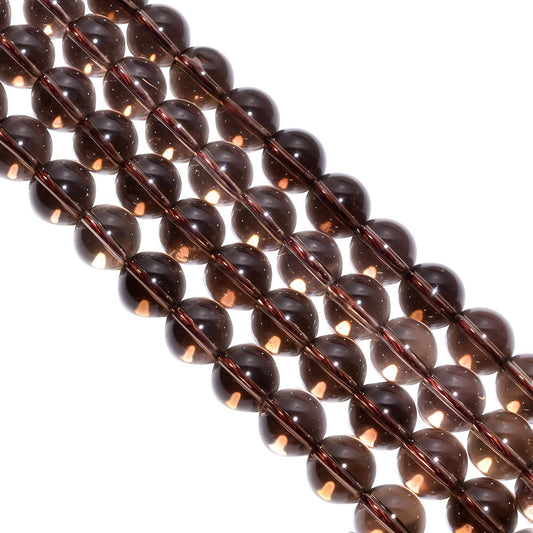Smoky Quartz Smooth Beads Strand In 12 mm Round Ball Shape
