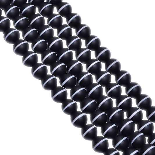 Black And White Agate Round Ball Shape 10 mm Smooth Stone Beads