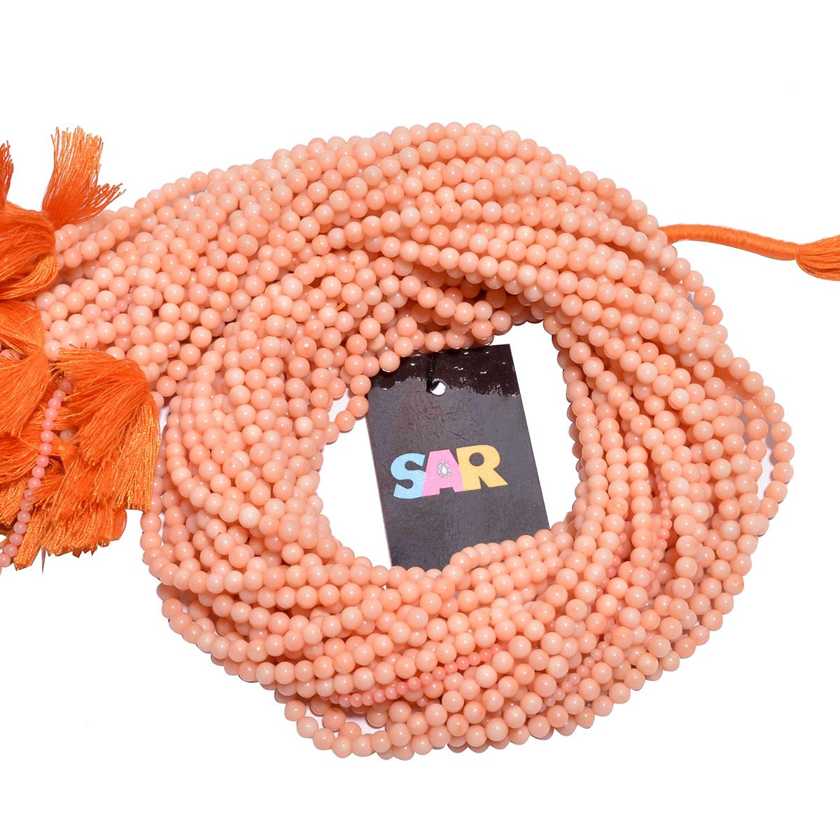 Orange Coral Smooth Beads Round Shape In 4 mm