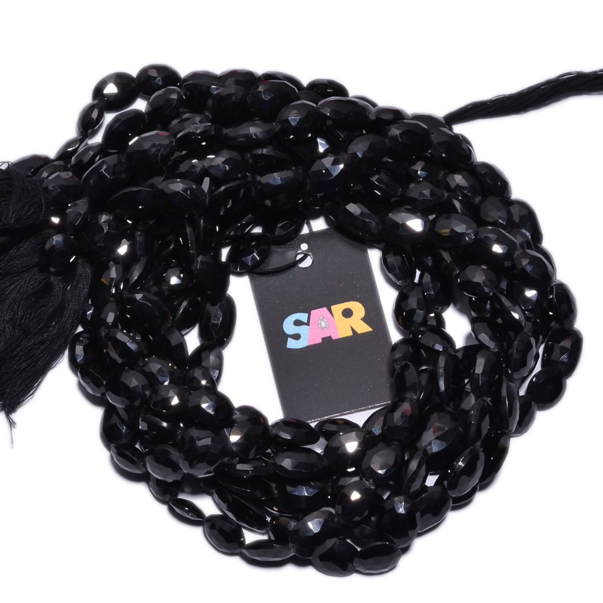 Black Spinel Faceted Stone Beads -7x9-8x11mm And Oval Shape