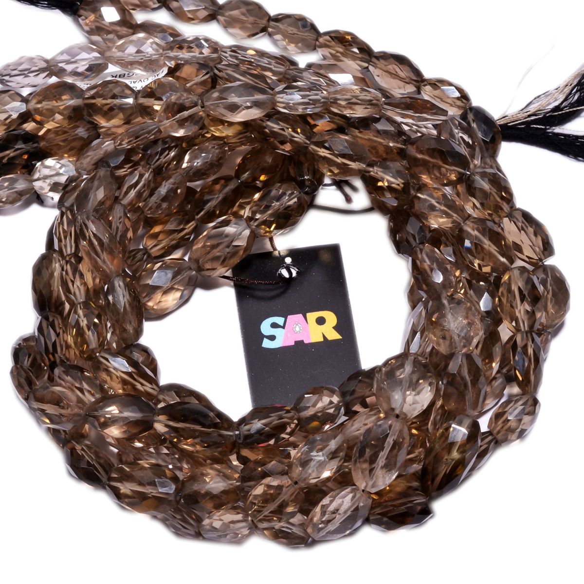 Smoky Quartz Oval Faceted Stone Beads, ( 9x7-20x4mm Size)
