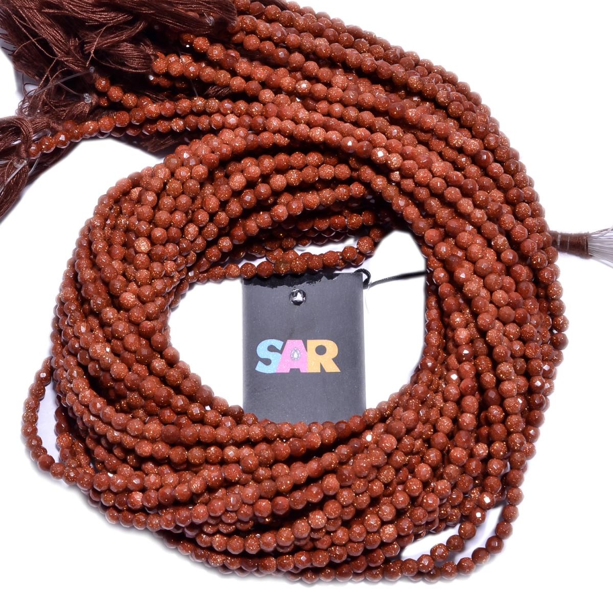 Sunstone Round Ball Shape 4.2 mm Faceted Stone Beads