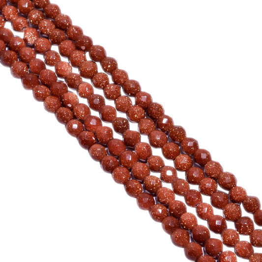 Sunstone Round Ball Shape 4.2 mm Faceted Stone Beads