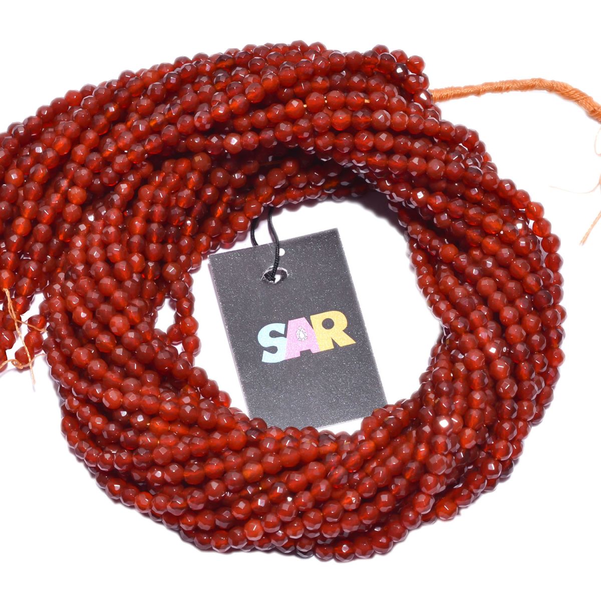 Carnelian 4mm Faceted Round Beads Strand, Carnelian Faceted Round Beads Strand, Carnelian 4mm Faceted Round Beads