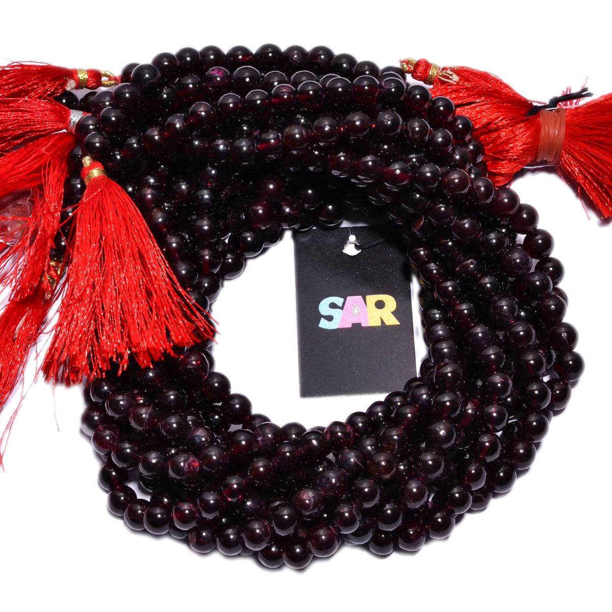 Garnet Smooth Stone Beads Round Ball Shape Strand In 8 mm Size