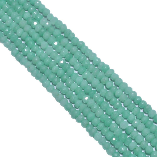 Green Chalcedony Faceted Roundel Beads Strand,(Dyed) 3.5mm