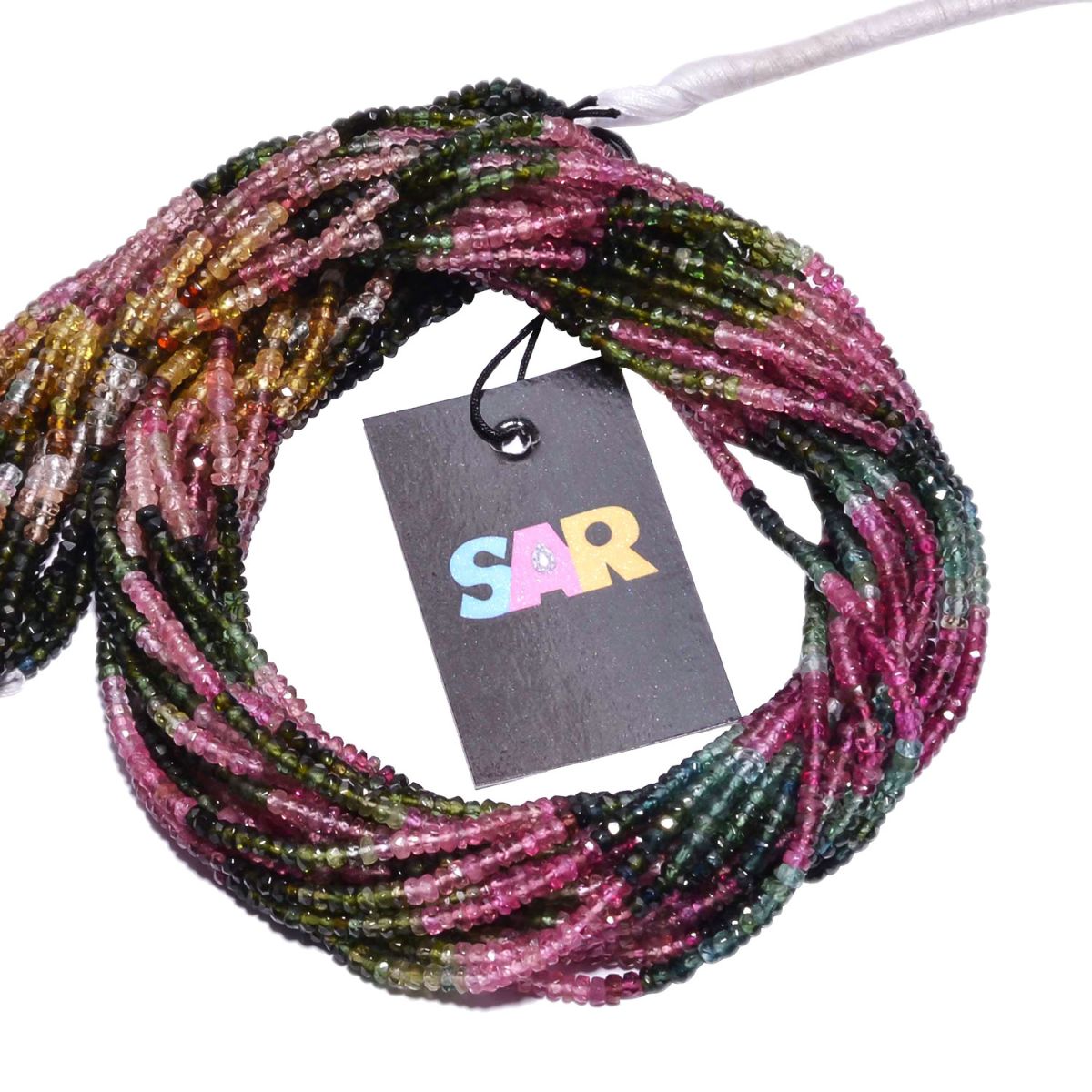 Multi Color Tourmaline Fine Faceted Beads in 3mm Size-Roundel Shape