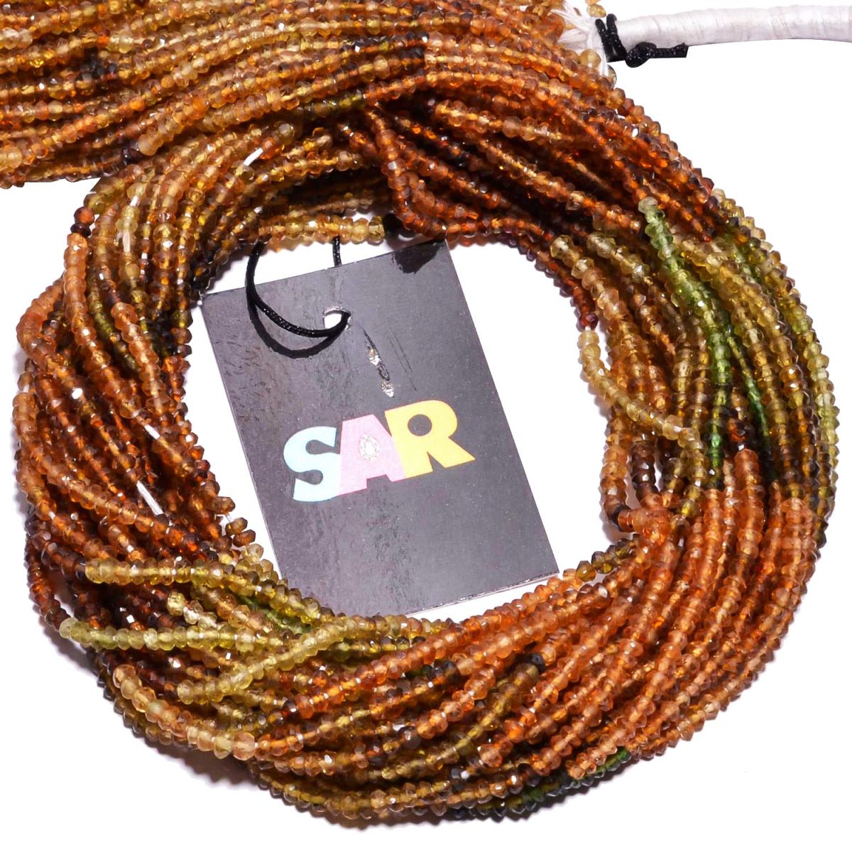 Petro Tourmaline Faceted Roundel Beads - (Shaded) 2.5-3mm