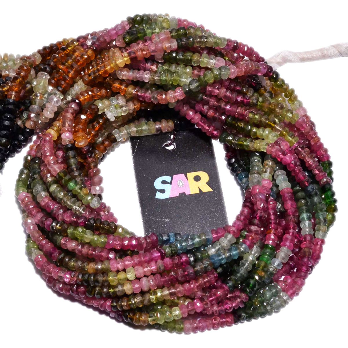 Tourmaline Stone Multi Color Beads,4.5mm in Roundel Shape