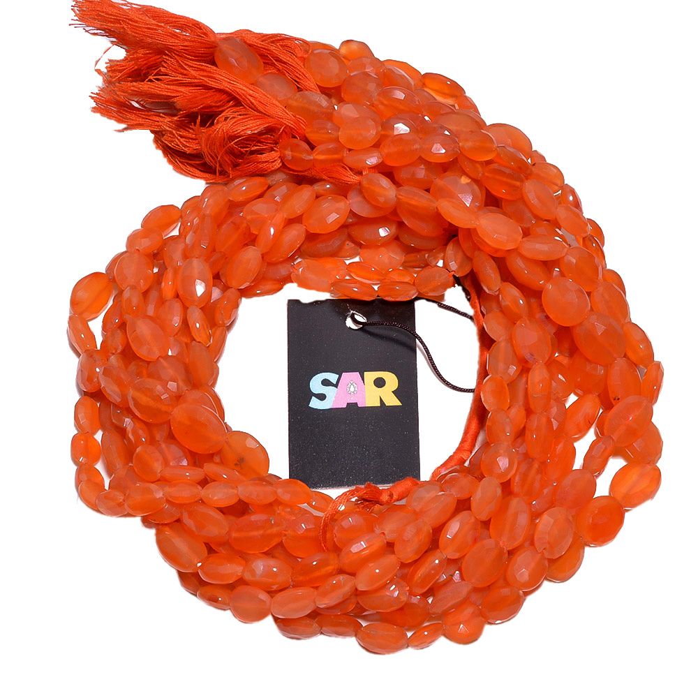 Carnelian 7x9-20x12mm Faceted Oval Beads Strand, Carnelian Faceted Oval Beads, Carnelian Stone Beads