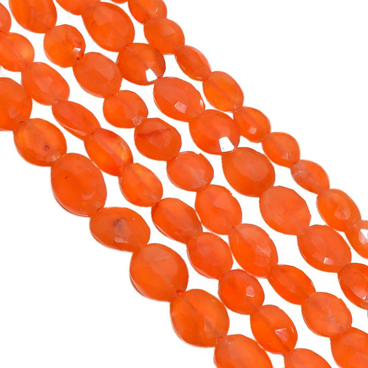 Carnelian 7x9-20x12mm Faceted Oval Beads Strand, Carnelian Faceted Oval Beads, Carnelian Stone Beads