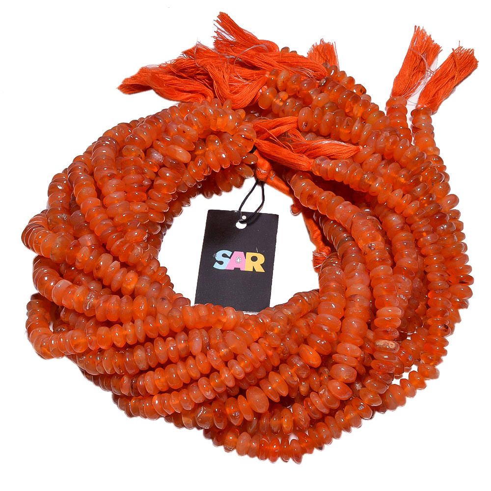 Carnelian 7-10mm Smooth Roundel Beads Strand, Carnelian Plain Roundel Beads, Carnelian Ston Beads