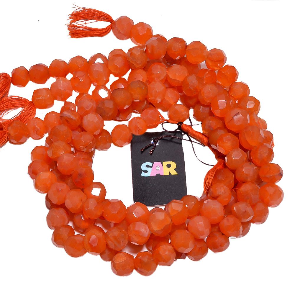 Carnelian 12mm Faceted Round Ball Beads Strand, Carnelian Faceted Round Ball, Carnelian Stone Beads, Carnelian