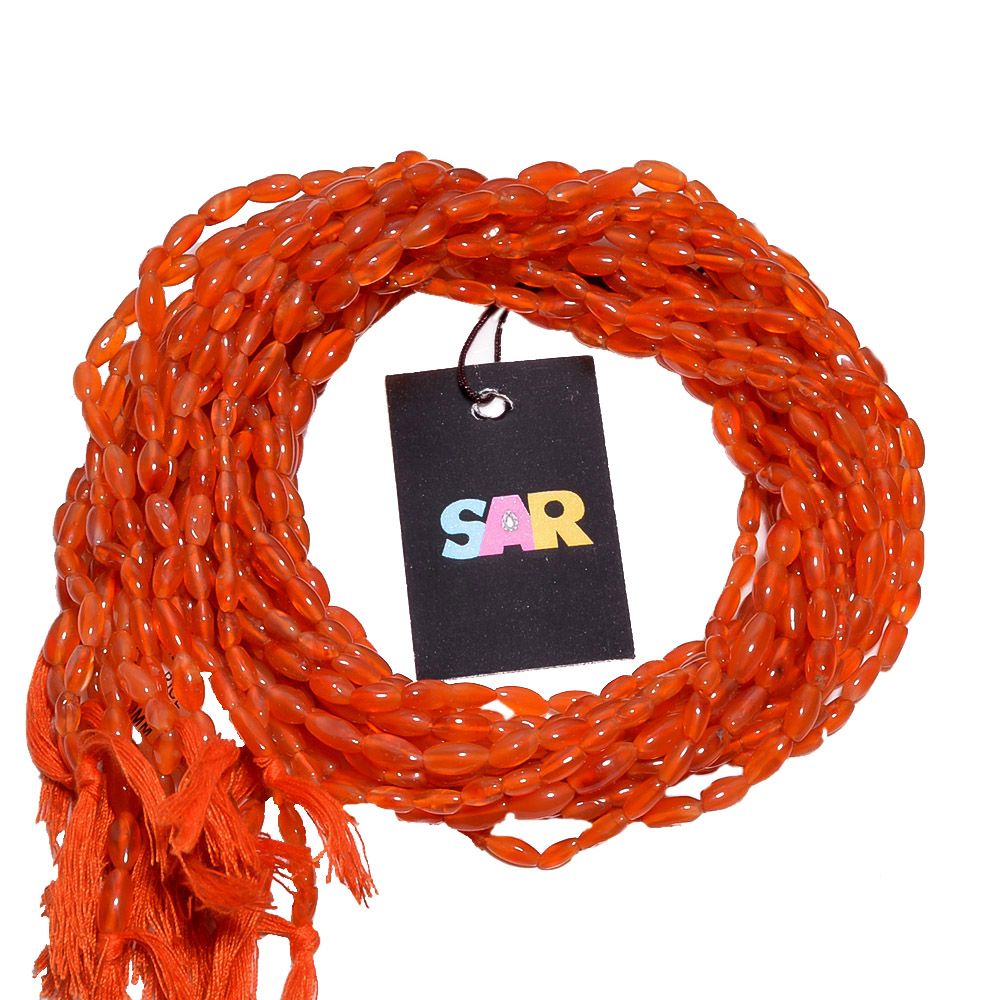 Carnelian 4x7-4x9mm Smooth Rice Beads Strand, Carnelian Plain Rice Beads, Carnelian Stone Beads