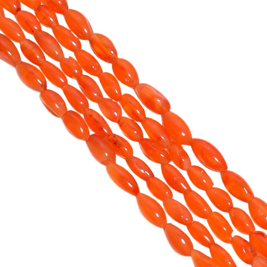 Carnelian 4x7-4x9mm Smooth Rice Beads Strand, Carnelian Plain Rice Beads, Carnelian Stone Beads