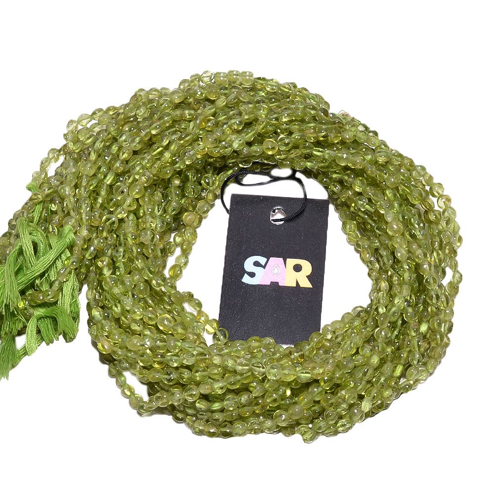 Peridot 4-4.5mm Smooth Puff Coin Beads Strand, Peridot Plain Puff Coin Beads, Peridot Beads Strand, Peridot